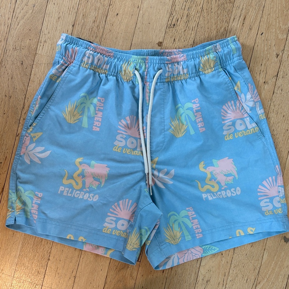 RSQ Light Blue Tropical Print Men's Athletic Shorts